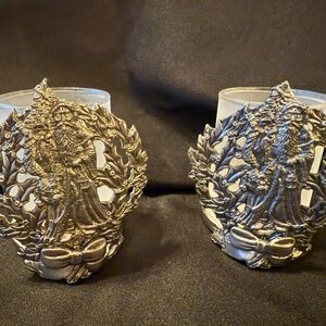 Set of 2 Pewter Votive Holders